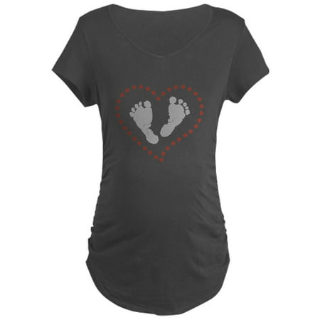 

CafePress - Baby Footprints In Heart Of Hearts Maternity T Shi - Maternity Dark T-Shirt