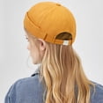 thumbnail image 4 of NMMUED Men's Brimless Docker Cap Solid Color Retro Sailor Hat Adjustable Skull Cap Beanie Yellow One Size, 4 of 6
