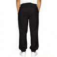 thumbnail image 4 of Domuza Girls Cotton Linen Sweatpants Cinch Bottom Joggers Baggy Casual Summer Elastic Waist Solid Beach Pants with Pockets Black 160, 4 of 6