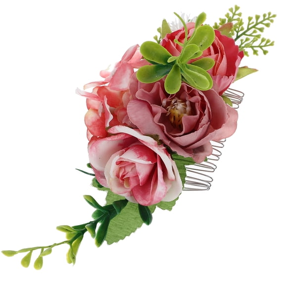 FRCOLOR  Flower Hair Accessories Decorative Combs for Women Faux Seaside Resort Miss Pink