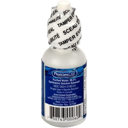 First Aid Only 7-008 Emergency Eye Wash Solution, 1 Oz. Bottle, White