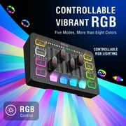 FIFINE SC3 Gaming Audio Mixer, 4 Channels Audio Interface with XLR/6.35mm/3.5mm Inputs, RGB Streaming Sound Card with Monitor, 48V Power, Mute Button SC3PLUS