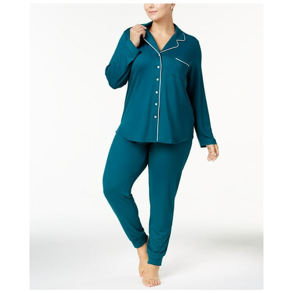 Alfani Womens Plus Size Silver Hem Top and Pant Pajama Set Size 2X