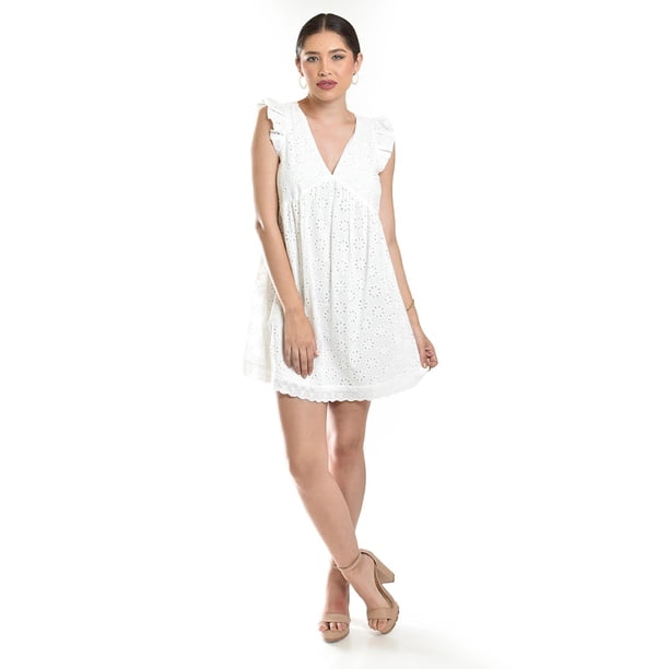 Vestido bordado con volantes Roman Fashion /Juvenil, 33937 (Blanco) blanco G