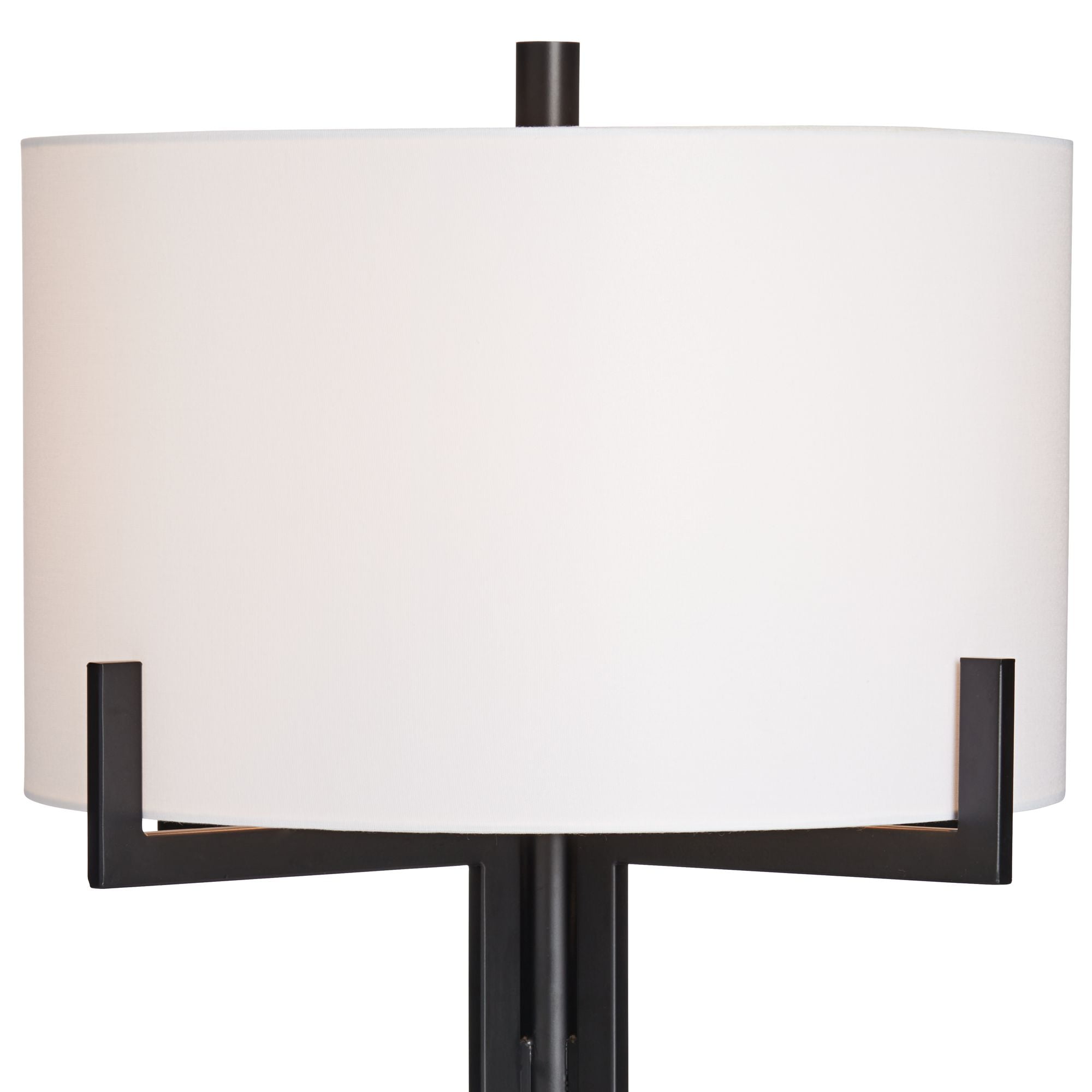 Franklin Iron Works Idira Modern Industrial Table Lamp 31 1/2" Tall Black Metal White Drum Shade for Bedroom Living Room Bedside Nightstand Office