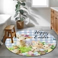 thumbnail image 3 of Round Rugs 3.3 Ft, Easter Non Slip Area Rugs for Kitchen Bedroom Entryway, Spring Bunny Sheep Floral Eggs Botanical Blue Check Washable Carpet Runner Rug Floor Mats for Bedroom Home Decor, 3 of 8
