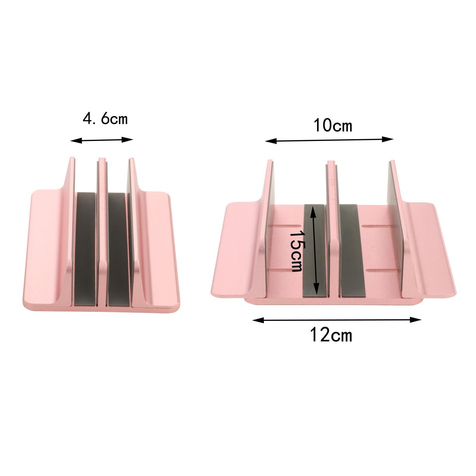 Adjustable Laptop Stand 2 Slots Computer Vertical Support Desktop Accessories, Stable and Firm Holder - Rose Gold