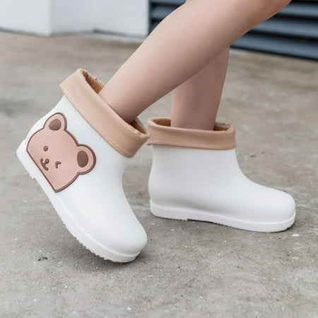 

Cathalem Winter Fashion for Toddler Girls Kids Baby Cartoon Shoes Classic Children Rainboots PVC Rubber Children Water Shoes Shoes White 4 Years