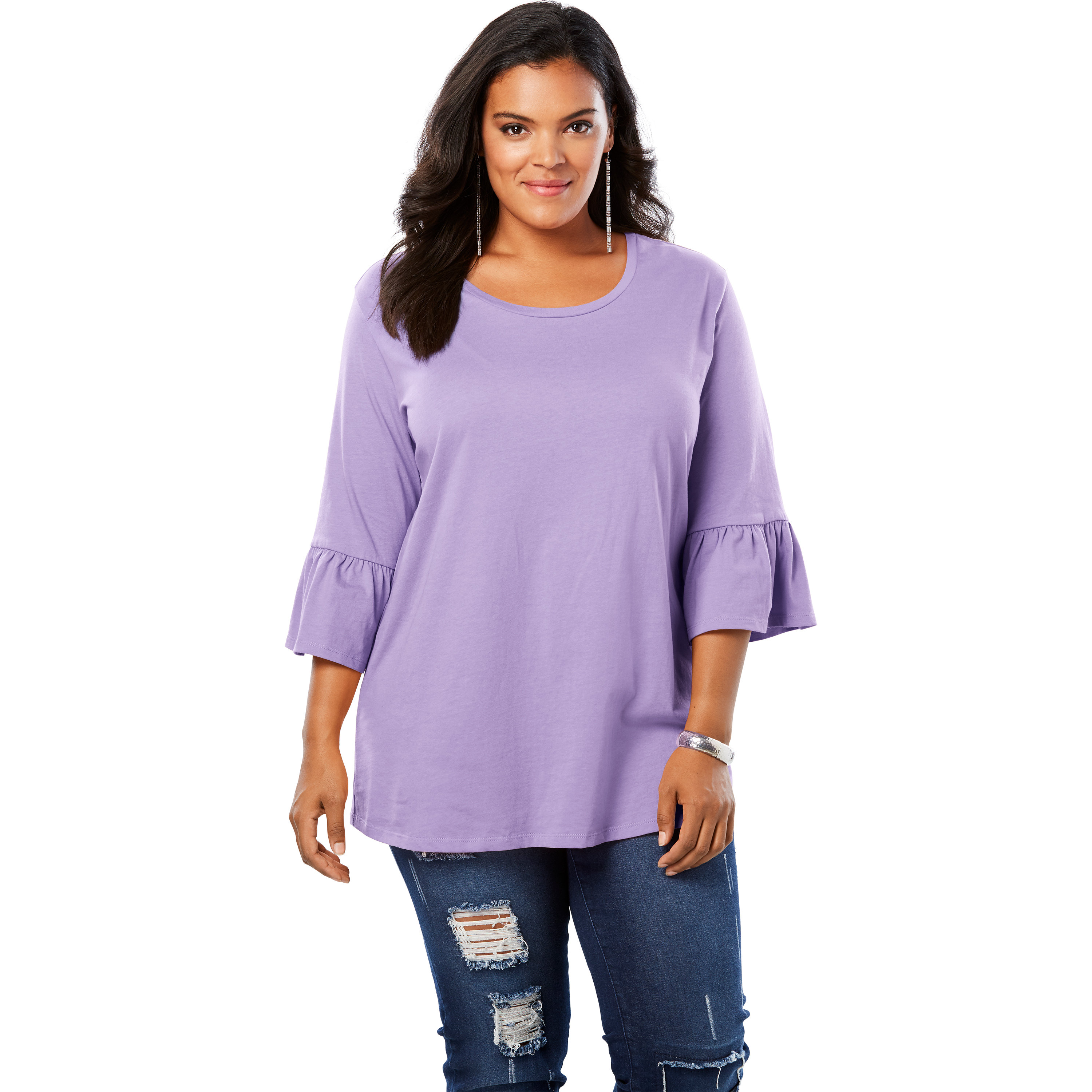 Roaman's - Roaman's Plus Size Bell-sleeve Ultimate Tee T-Shirt ...