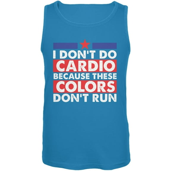 4th Of July I Don't Do Cardio Turquoise Adult Tank Top - Small