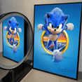 thumbnail image 3 of Póster de dibujos animados de Sonic, videojuegos de anime clásicos, pegatinas, murales de pared, decoración de sala de juegos, regalos, pintura en HD, 3 of 5