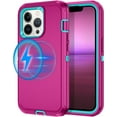 thumbnail image 1 of Étui pour iPhone 13 Pro [Compatible avec MagSafe] Antichoc 3 Couches Protection Complète Robuste pour Apple iPhone 13 Pro 6.1 Pouces, Rose Rouge/vert, 1 of 4