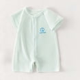 thumbnail image 2 of Fesfesfes Baby Toddler Kids Short Sleeve Cotton Romper Jumpsuit with Collar, Cute Solid Color Button Down Onesie Outfit for Daily Summer Play Wear Kids 0-18 Months Old., 2 of 3