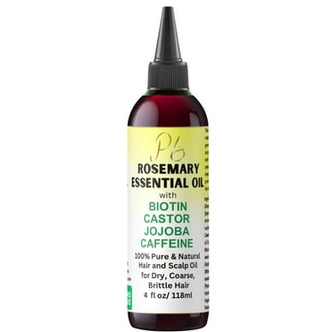 Rosemary Hair Oil for Black 4C Curly Coily Hair Growth with Castor, Biotin, Argan, Jojoba and Panthenol for Hair Loss Treatment, for Women & Men