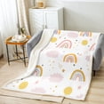 thumbnail image 2 of Boho Rainbow Throw Blanket , Sun And Stars Fleece Blanket Twin Size Rainbow Gifts For Women, Cartoon Cloud Sherpa Blanket Girly Iridescent Fuzzy Blanket For Bedroom Sofa Couch, 2 of 6