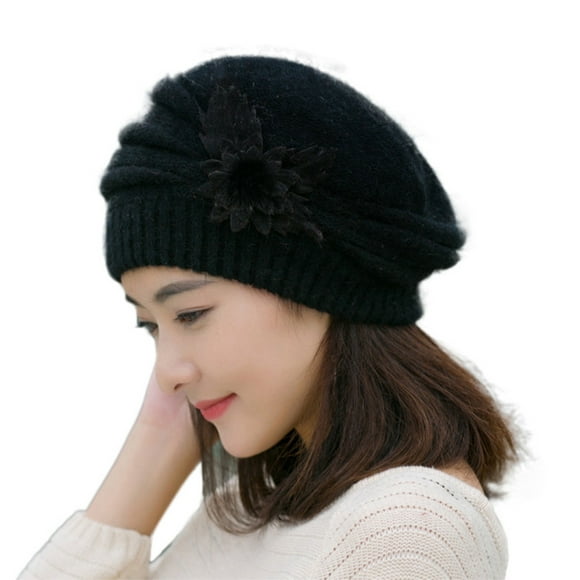 Winter Hats for Women Bonnet Hats for Hommes Mode Fleur Tricot Crochet Bonnet Hat Winter Chaud Casquette Béret