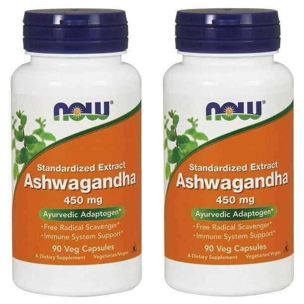 Now Foods Ashwagandha, 450 mg, 90 Veggie Caps 2 Packs