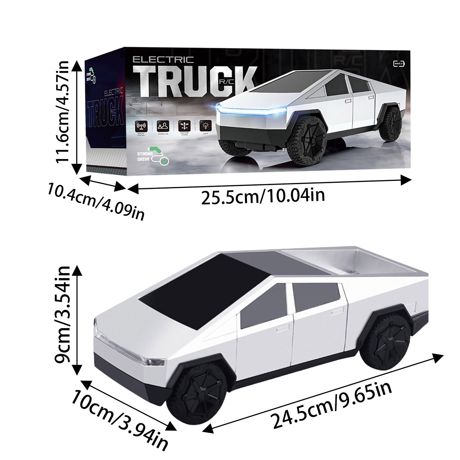 Remote Control Cars Pickup Trailer Model Kit Cyber Truck Toy with Light & Sound Pull-Back Race Car