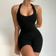 thumbnail image 3 of sunsanly U-Neck Sleeveless Racer Back Ribbed Yoga Jumpsuit Solid Color High Elastic Bodycon Jumpsuit Activity Streetwear, 3 of 7