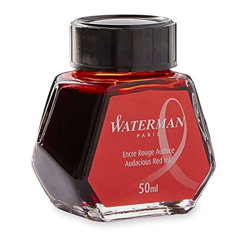 Waterman 1.7 oz Ink Bottle for Fountain Pens, Audacious Red (S0110730)