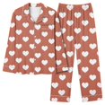 thumbnail image 3 of Tnhcen Womens Cute Hearts Homewear Pajamas Set Long Sleeve Sleepwear Womens Button Down Nightwear Pj Sets, 3 of 6