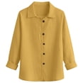 thumbnail image 5 of Sheghy Tops for Women Women's Loose and and Linen Shirt with Long Sleeves Turndown Collar Top/shirt Yellow S, 5 of 5