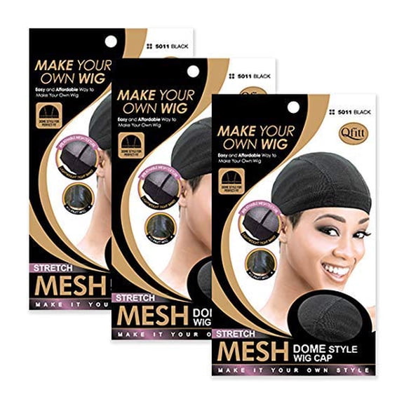 (3packs) Qfitt Mesh Dome Wig Cap BLACK #5011