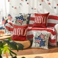 thumbnail image 5 of Sm:)e Buffalo Plaid Eucalyptus America Star 4th of July Throw Pillow Cover 18x18 Inch Set of 4, Polyester Patriotic Outdoor Pillow Case for Sofa Couch, Red, 5 of 6