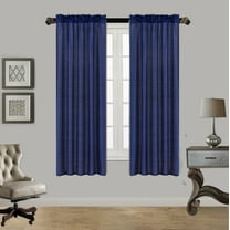 2PC MR2 NAVY BLUE SOLID SILK SEMI SHEER ROD POCKET WINDOW CURTAIN PANEL LIGHT FILTERING 55" W X 63" L EACH PC