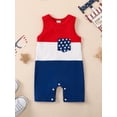 thumbnail image 2 of Wassery Baby Boys Jumpsuits 4th of July Outfits 6 12 18 24 Infant Boys Star Striped Print Sleeveless Romper Crew Neck Bodysuits Summer Independence Day Clothes, 2 of 8