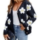 thumbnail image 2 of Cárdigan de Punto para Mujer con Estampado Floral, Larga, Abierto por Delante, con Botones y Cuello en V Negro S, 2 of 7