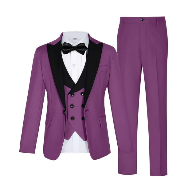 Conjunto de traje formal para niños, talla 12, ajustado, morado