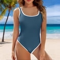 thumbnail image 2 of uikmnh Women's U Neck Wrap Tie Solid Color One Piece Swimsuit, High Waisted Bathing Suit Size:L, 2 of 5