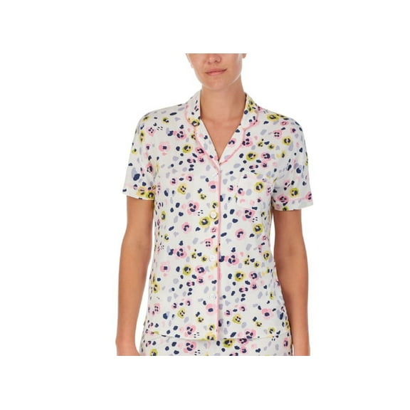 Cuddl Duds Womens Printed Knit Shorts Pajama Top Only,1-Piece, Small, Multi Color