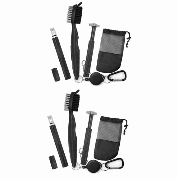 2X Golf Club Cleaner Kit, Retractable Golf Brush and 4 Golf Club Groove Sharpener for U & V-Grooves