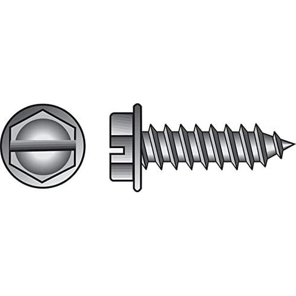 Sheet Metal Screws, Slotted, Hex-Washer-Head, Zinc, #14 x 3/4-In., 100-Pk.