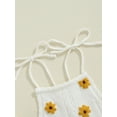 thumbnail image 4 of Suealasg Baby Girl Summer Outfits Daisy/Strawberry Embroidery Sleeveless Tie-Up Spaghetti Strap Knit Romper Shorts 2Pcs Clothes Set, 4 of 7