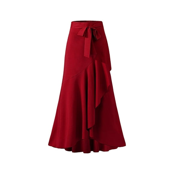 Kcodviy Waistband Lace Wrapped Hip Plus Size Maxi Dresses Fishtail Skirt High Waist Casual Summer Dresses for Older Women Irregular Half Length Skirt