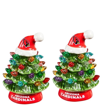 Arizona Cardinals 2-Pack 4 Ceramic LED Christmas Tree Set