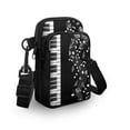 thumbnail image 3 of HELLHERO Black and White Piano Music Double Zipper Crossbody Bags for Women, Travel, 3 of 7