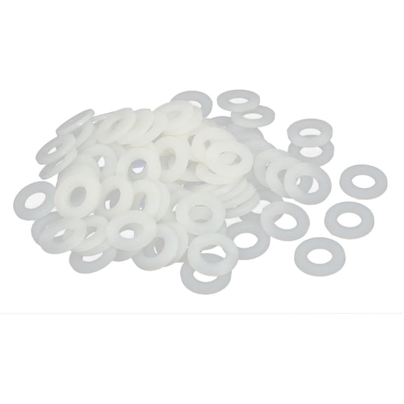Unique Bargains M10 x 20mm x 2mm Nylon Flat Insulating Washers Gaskets Spacers White 100Pcs