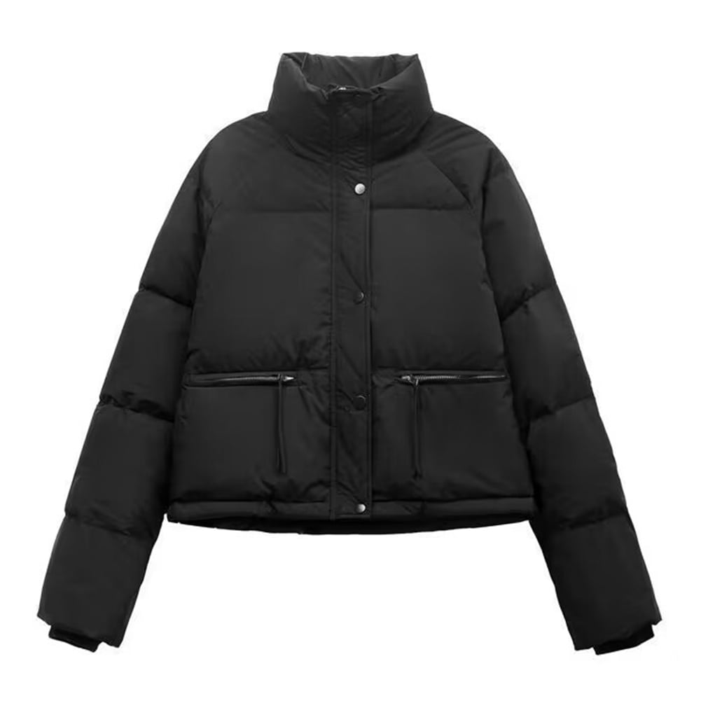 Women Coats Casual Winter Quilted Jackets for Womens Comfort Plain Black Jacket Highneck Leisure Fashion Clothing