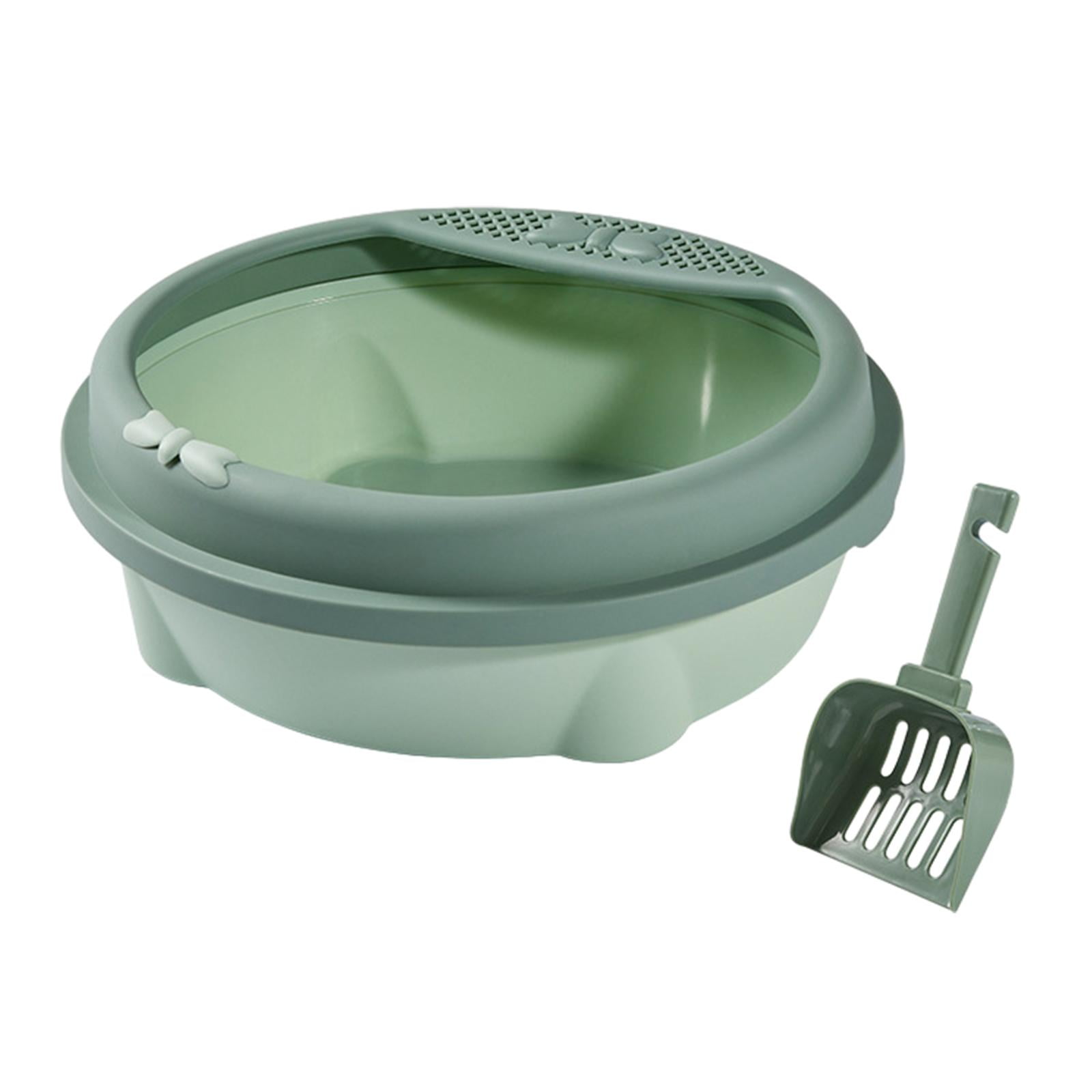 Tooyful Semi Enclosed Cat Litter Box Pet Litter Pan Easily to Clean Indoor Cats Anti Splashing Cat Potty Cat Bedpan for Small Animals , Green Small