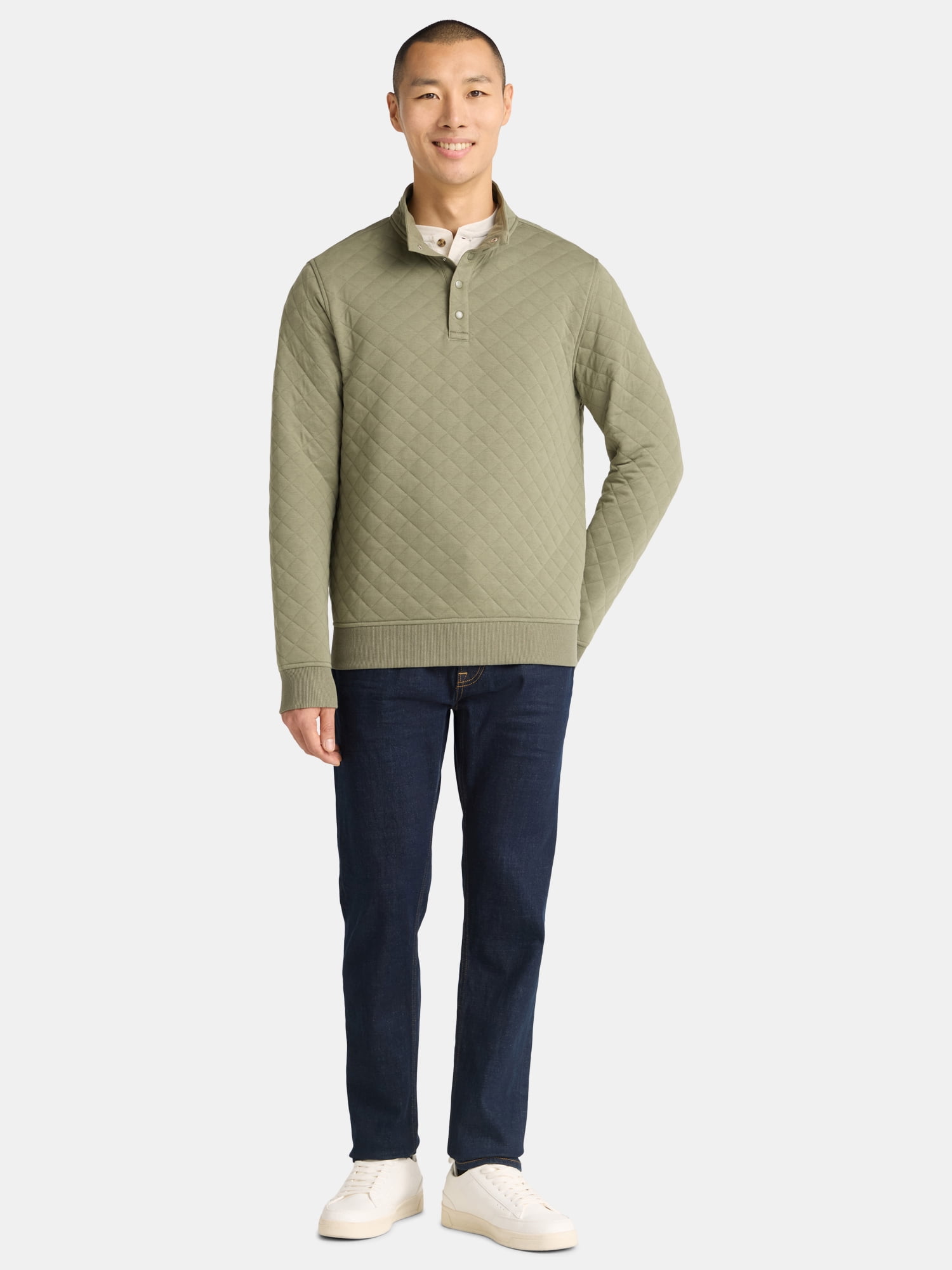 George Men's and Big Men's Quilted Snap Pullover Jacket, Sizes S