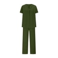 thumbnail image 2 of MSJUHEG 2 Piece Outfits 2025 Travel Outfits for Women 2 Piece Sets Lounge Sets for Women Two Piece Sets for Women Dressy Crop Tops Wide Leg Pant Sets 2 Piece Matching Summer Green L, 2 of 5