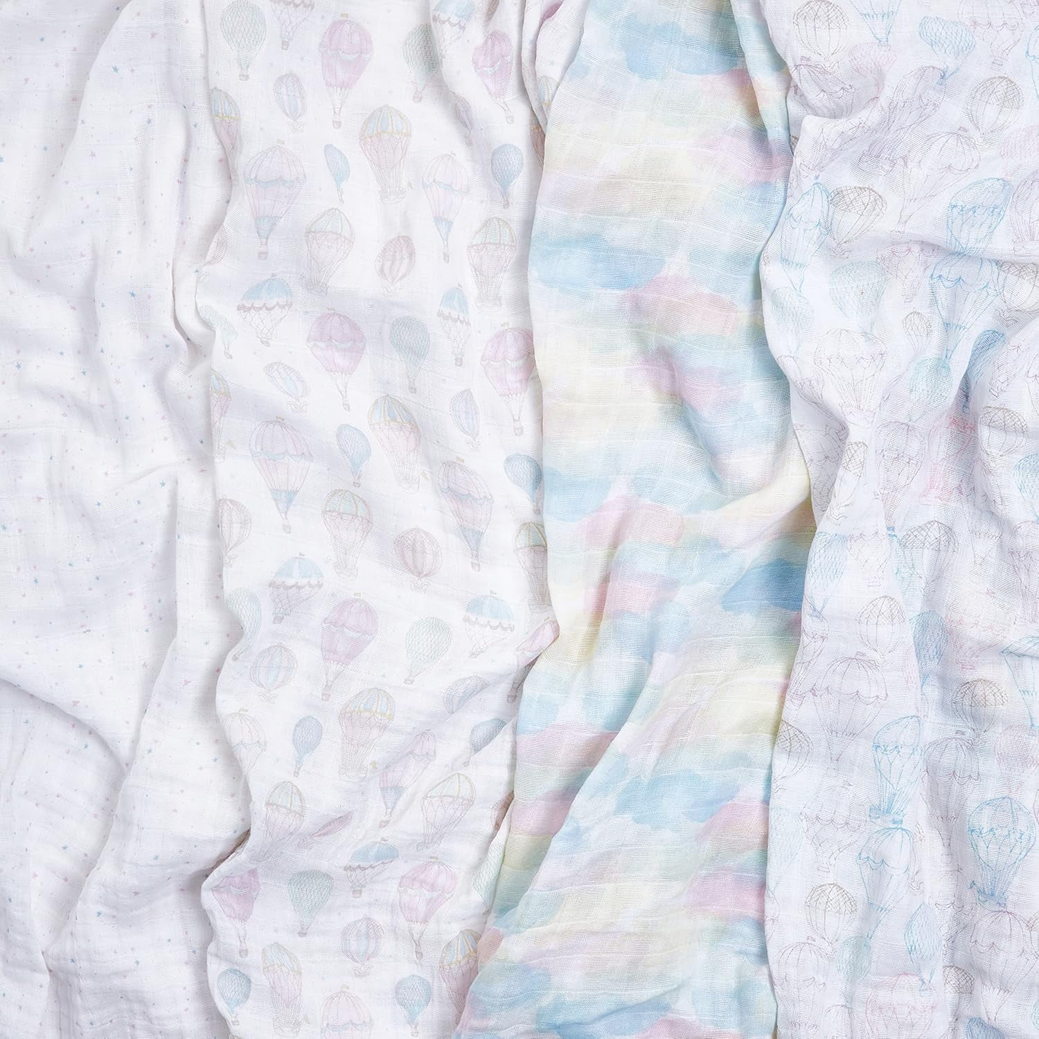 aden + anais Organic Cotton Muslin Swaddle Blanket, Pink Above the Clouds, Unisex, 4-Pack