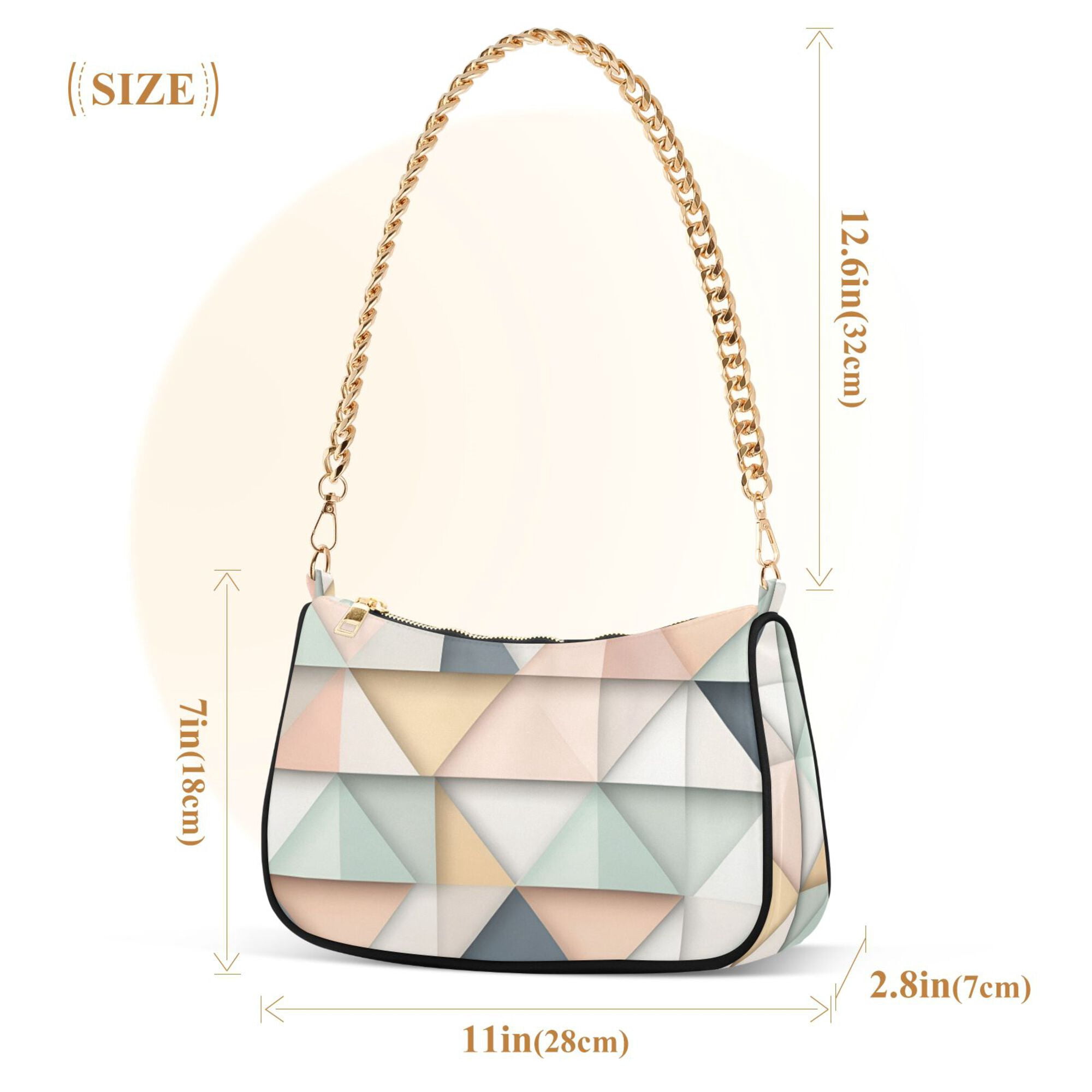 FORMRS Womens Shoulder Bag with Chain Strap Clutch Purse Cute Tote Handbag, Pink Geometric