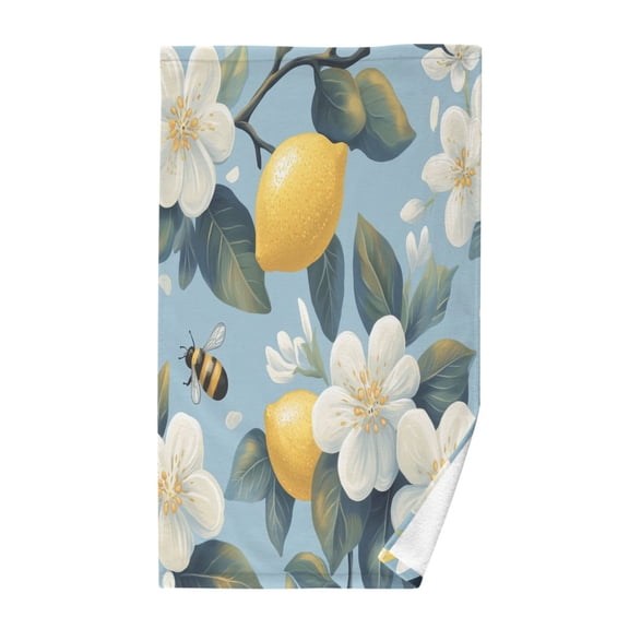 Yayeee 100% Cotton Hand Towels for Bathroom 16" x 28" Soft Absorbent Kitchen Towel, Lemon Pattern