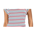 thumbnail image 3 of Anne Klein Womens Cap Sleeve Striped Pullover Top Rose Apple Combo S, 3 of 3