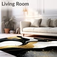thumbnail image 2 of ODIKA 2'x3' Machine Washable Non-Slip Area Rug, Artistic Black Gold Abstract Fluid Motion High Traffic Rug, Black, 109020, 2 of 7